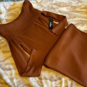 Lulu’s Off Shoulder ribbed bodycon dress